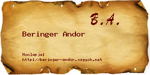 Beringer Andor névjegykártya